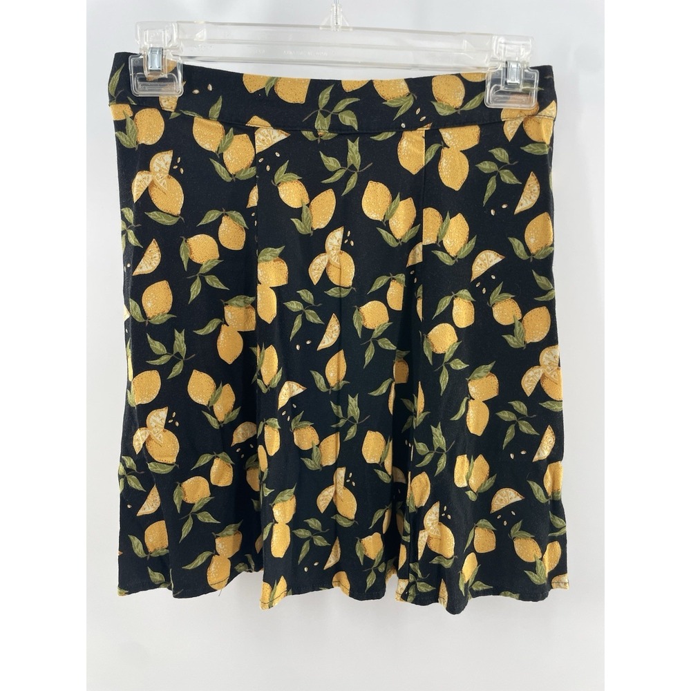 Philosophy Women's Skirt Lemon Print Skirt Black Yellow Fruit Size 2 boho